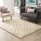 Modway Jubilant Verona Abstract Geometric Shag Area Rug - 5 ft W x 8 ft L - Creame/Beige-Shag Weave Of 1.18 Inches