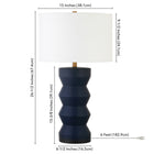 Hudson&Canal Carlin 27" Tall Ceramic Table Lamp with Fabric Shade - Matte Navy/White-Includes a 6 ft. cord with rotary socket switch