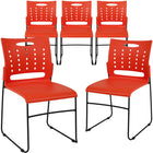 Flash Furniture HERCULES Series Orange Sled Base Stack Chair with Air-Vent Back-Set of 5 Multipurpose Stack Chairs