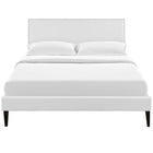 Modway Macie Vinyl Full Platform Bed with Squared Tapered Legs - White-Mounts in Four Locations