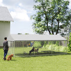 PawHut Outdoor Dog Kennel with Roof and Steel Fence - 19.7' x 9.8' x 7.1'-Provides 194 sq. ft play and relaxation area 