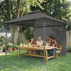 Outsunny 10 ft W x 10 ft L Patio Gazebo - Double Roof Outdoor Gazebo - Dark Grey-A curtain with storage pockets to keep things within reach