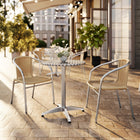 Flash Furniture 23.5'' Round Aluminum Indoor-Outdoor Table with 2 Beige Rattan Chairs (TLH-ALUM-24RD-020BGECHR2-GG)-Seats 2 people