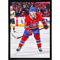 Cole Caufield Canadiens Action - Framed Canvas - 31" x 22"-Premium canvas print with gallery-wrapped edges
