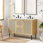 Modway Chaucer 48" Double Sink Bathroom Vanity - Oak/White-Metal Cabinet Knobs