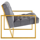 Modway Bequest Gold Stainless Steel Performance Velvet Accent Chair - Grey-Performance Velvet Upholstery