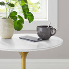 Modway Lippa 20" Round Wood Side Table - Gold White-Non-Marking Felt Pad