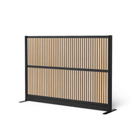 Luxor Modular Wall - 70" W x 48" H - Wood Slats in Black Frame-Creates semi permanent privacy in shared spaces
