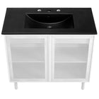 Modway Calla 36" Perforated Metal Bathroom Vanity - Black/White-Assembly Required