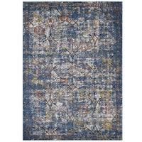 Modway Minu Distressed Floral Lattice Area Rug - 5 ft W x 8 ft L - Blue Grey Yellow/Orange-Distressed Floral Lattice Area Rug