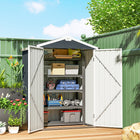 Outsunny Outdoor Storage Shed with Lockable Wide Doors - 4.4' x 3' - Dark Grey-An apex roof with a top beam ensures excellent drainage and stability
