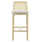 Modway Monarch Wood and Rattan Bar Stool - Antique White Natural Heathered Weave Ivory-7