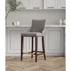 Manhattan Comfort Shubert 22.64" Modern Leatherette Upholstered Barstool - Dark Taupe-Frame Made of Solid Beech Wood with Rich Dark Finish - Features a Gold Metal Foot Plate