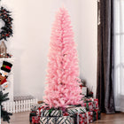 HOMCOM 6' Artificial Christmas Tree - Pink-Realistic plastic branches give a full and lush look to the tree 