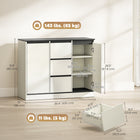 HOMCOM 39.4" L Sideboard Buffet Cabinet with Soft Close Doors - White Wood Grain-Two-tone design with bevelled edges creates a handle-less surface and modern appearance