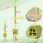 PawHut 87" - 94.5" Floor-To-Ceiling Cat Tree Tower - Green-Thick Dia. 2.8" (7 cm) posts are fully wrapped in sisal for scratching 