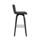 Armen Living Vienna 30" Bar Height Swivel Bar Stool in Black Wood Finish with Grey Faux Leather-5