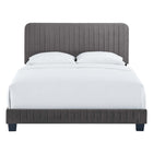 Modway Celine Channel Tufted Performance Velvet Full Bed - Grey-Performance Velvet Upholstery