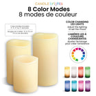 Bell+Howell Candle Brights Multicolour Flameless Battery Operated Candles with Remote - 3 Pack-Remote control included: multifunction remote controls on off, colour changing, flicker mode, and timer mode for easy candle lighting control