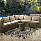 Modway Ariana Vintage Floral Trellis Indoor/Outdoor Area Rug - 5 ft W x 8 ft L - Black/Beige-Tight Low Pile Weave
