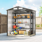 Outsunny Metal Garden Storage Shed with Top Vents - 5' x 4' - Dark Grey-Sliding door to access inside easily 