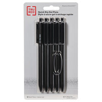 TRU RED Retractable Quick Dry Gel Pens - 0.7mm - Black - 5 Pack-Smooth-flowing black ink pen provides bold, vivid writing