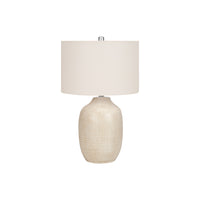 Monarch Specialties 26" H Table Lamp - Cream Ceramic / Ivory / Cream Shade-Bring some warmth and brightness to your home with this stylish 26"h contemporary table lamp in a elegant ginger jar shape, finished in a textured glazed cream ceramic and topped with a ivory linen drum shade and silver finial