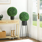 HOMCOM 15.7" Artificial Boxwood Topiary Balls - Green - 2 Pack-Vibrant boxwood tree design adds a splash of colour 