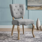 Modway Array Vintage French Upholstered Dining Side Chair - Light Grey-Button Tufted Seat Back