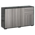 HOMCOM 46.1" L High Gloss Buffet Sideboard with 2 Drawers - Grey and Black-Great for storing dinnerware, glasses, cups, books, and more