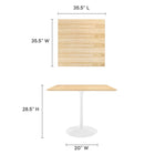 Modway Lippa 36" Square Wood Dining Table - White Natural-MDF Table Top