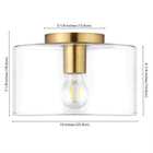 Hudson&Canal Henri 10" Wide Flush Mount with Glass Shade - Brass/Clear-Mounting hardware included