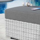 Modway Convene Outdoor Patio Ottoman - Light Grey/Charcoal-Machine Washable Cushion Covers