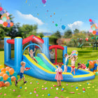 Qaba 5 in 1 Bouncy Castle with Water Slide and 2 Splash Pools - 12.6 ft L x 9.5 ft W - Multicoloured-420D+840D Oxford fabric is durability and child safety 
