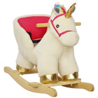 Qaba Toddlers Unicorn Rocking Horse with Sounds and Safety Belt-Unicorn design with realistic sound captivates and delights children 