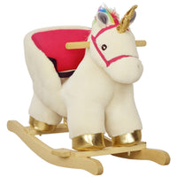 Qaba Toddlers Unicorn Rocking Horse with Sounds and Safety Belt-Unicorn design with realistic sound captivates and delights children 