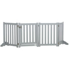 PawHut 4 Panel Foldable Dog Gate with Door - Grey-Made of MDF, robust gate 