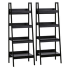 HOMCOM 4 Tier Ladder Shelf Bookcase - Black - Set of 2-Set of 2 shelves, can be used together or separately 