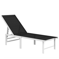 Outsunny Outdoor Lounge Chair - 5-Position Tanning Chair - Black-For a people to tan or lounge around the pool together on