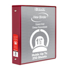 BAZIC Products 1.5" 3-Ring View Binder with 2 Pockets - Burgundy - 6 Pack-Clear View Cover on front, back & side