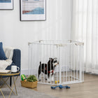 PawHut 30" H Foldable Indoor Dog Playpen with Door - White-Can be used as a pet playpen, safety gate and room divider etc 