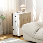 HOMCOM Rolling Drop Leaf Folding Dining Table with Drawers & Storage Cabinet for 4-6 - White and Oak-Made of solid particleboard offers a rigid frame