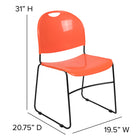Flash Furniture HERCULES Orange Ultra-Compact Stack Chair with Black Powder Coated Frame-Limited Lifetime Warranty on Frame
