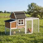 PawHut 71" Chicken Coop for 3 Chickens , Wooden Hen House with Run-Waterproof asphalt roof and fir wood build offer excellent all-weather protection