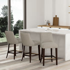 Manhattan Comfort Beever 18.9" Modern Chenille Upholstered Counter Stool - Taupe - 3 Pack-Upholstered in Luxurious Chenille with Foam Padding