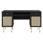 Modway Chaucer 55.5" Office Desk - Black-Wood Grain Laminate