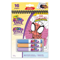 Crayola Colour & Erase Reusable Activity Pad - Spidey & Friends-Includes 8 Dual-Sided, Reusable, 5" x 7" Activity Pages and 3 Washable Markers