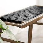 Modway Saoirse 47" Faux Leather Wood Bench - Walnut/Black-Side Supports
