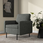 HOMCOM Fabric Accent Chair with Metal Legs - 2 Side Pockets for Bedroom - Grey-Deep foam padding all over with spring pack inside to sink in comfortably  
