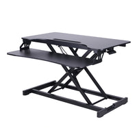Rocelco Sit To Stand Hi-Lift Adjustable Height Desk Riser With Quick Release Keyboard Tray - Black-Hi-lift adjustable desk riser